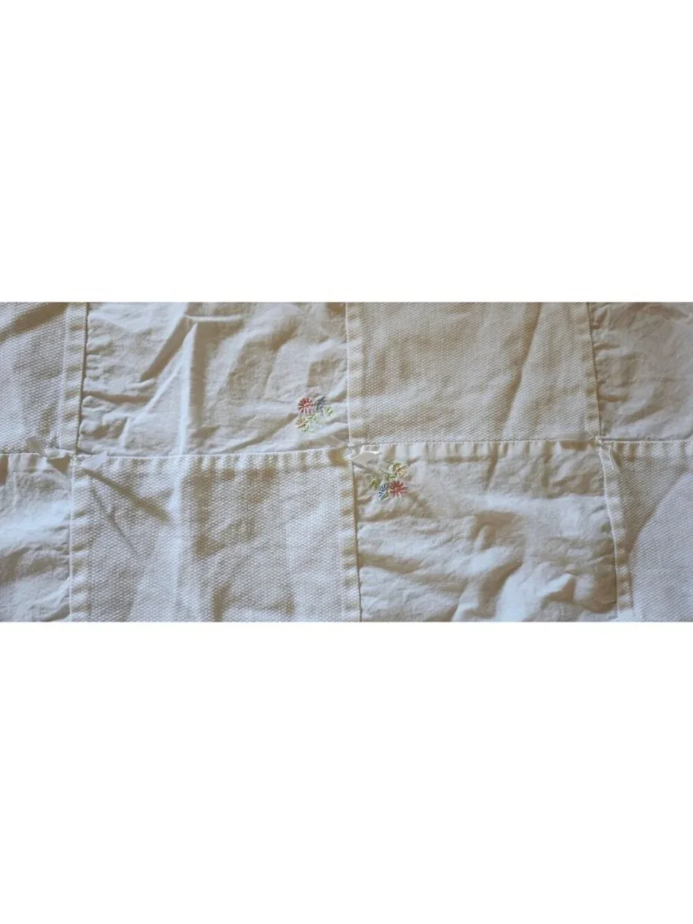 Carters Sweet Daisy Baby Blanket White Patchwork Satin Floral Ruffle Edge